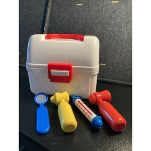 Vintage 1991 Unimax Doctor Tool‎ Kit Box Mirror Thermometer